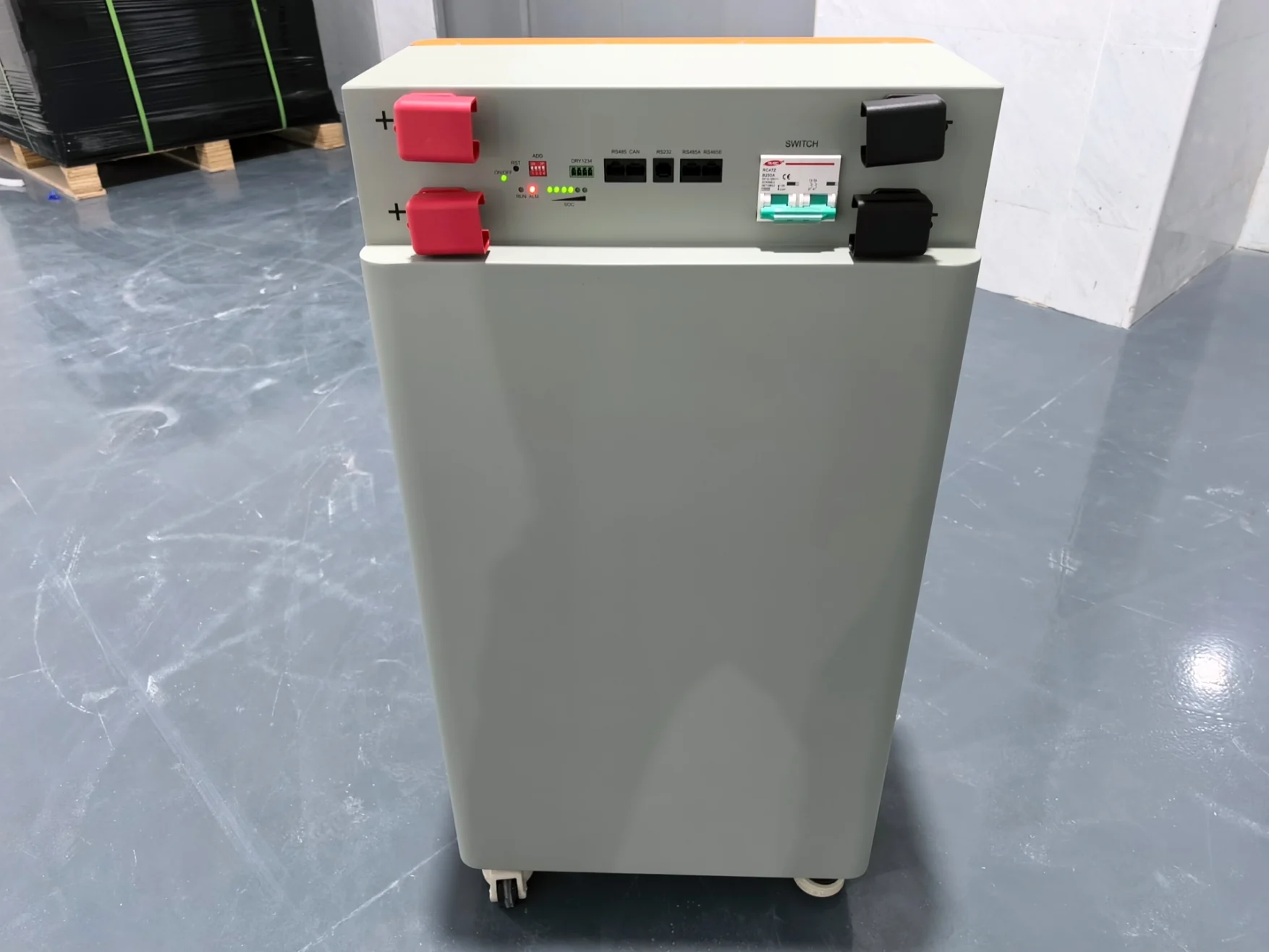 51.2V 314Ah battery pack assembly enclosure with communication ports and breaker