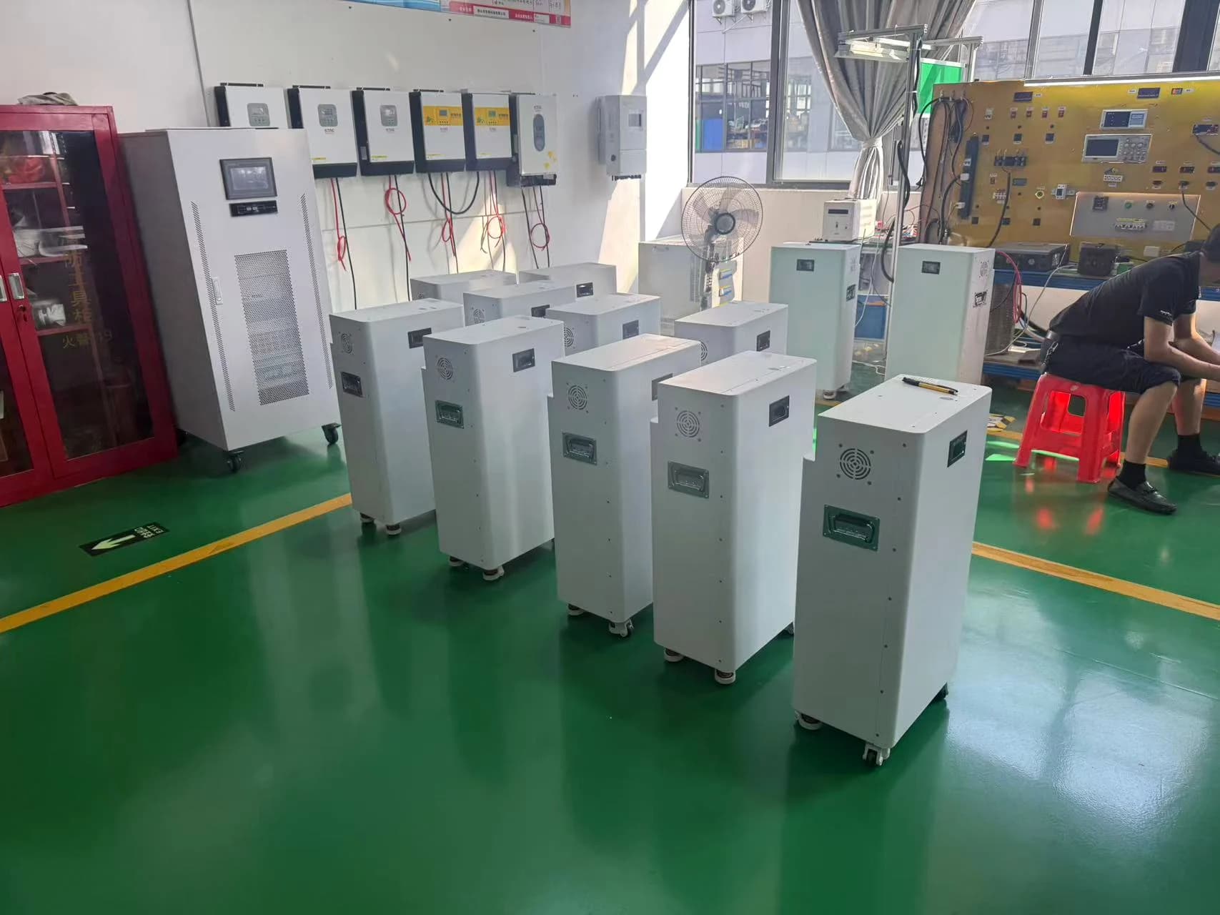 Multiple battery enclosures arranged for order preparation